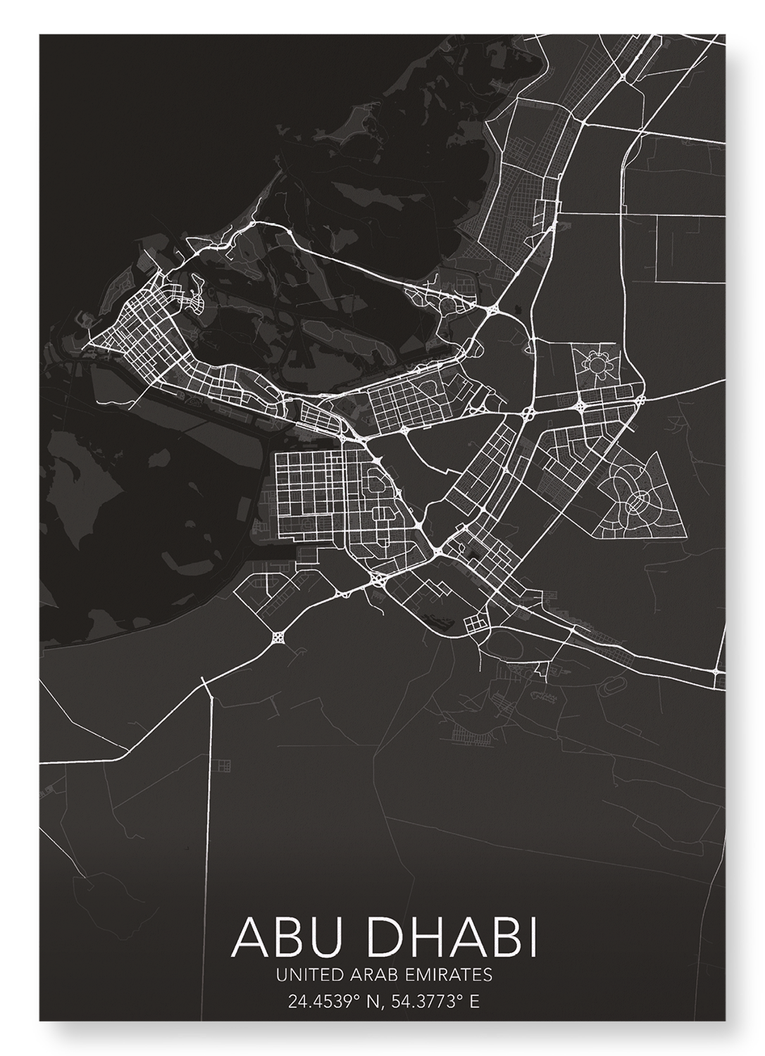 ABU DHABI FULL: Map Full Art Print