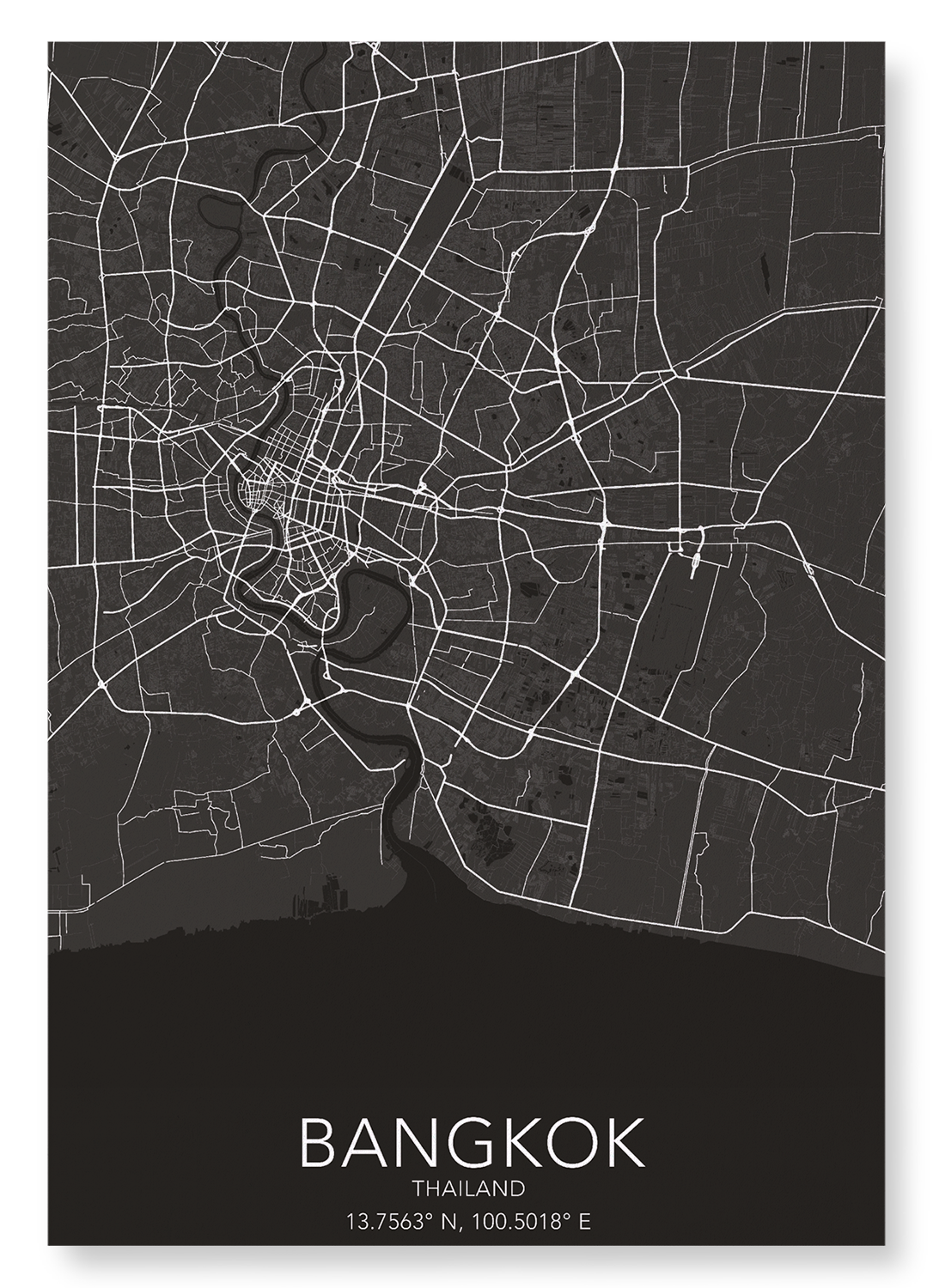 BANGKOK FULL: Map Full Art Print