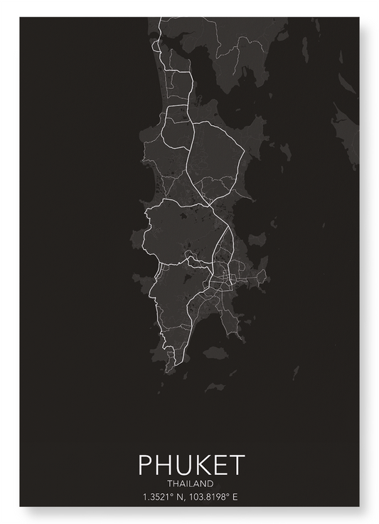 PHUKET FULL: Map Full Art Print