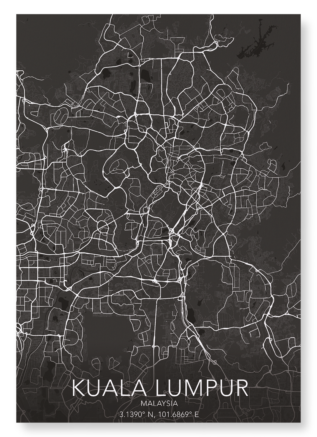 KUALA LUMPUR FULL: Map Full Art Print