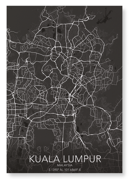 KUALA LUMPUR FULL: Map Full Art Print