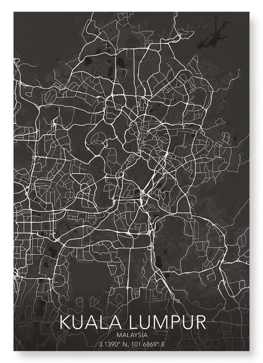 KUALA LUMPUR FULL: Map Full Art Print