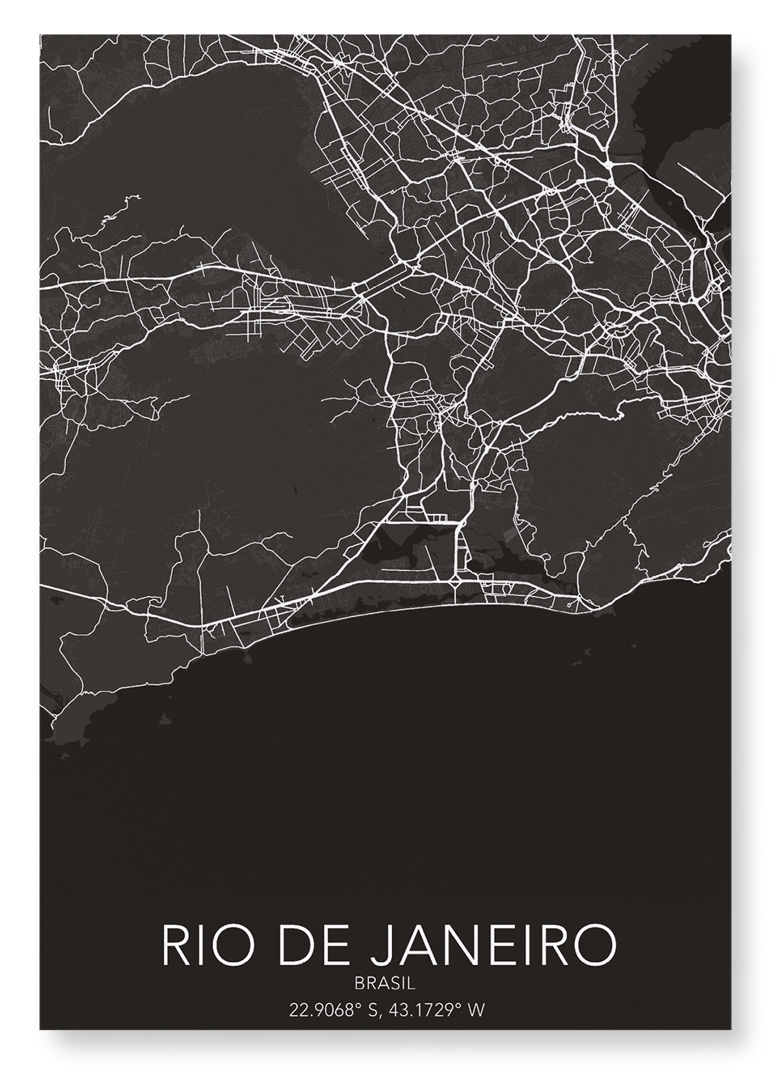 RIO DE JANEIRO FULL: Map Full Art Print