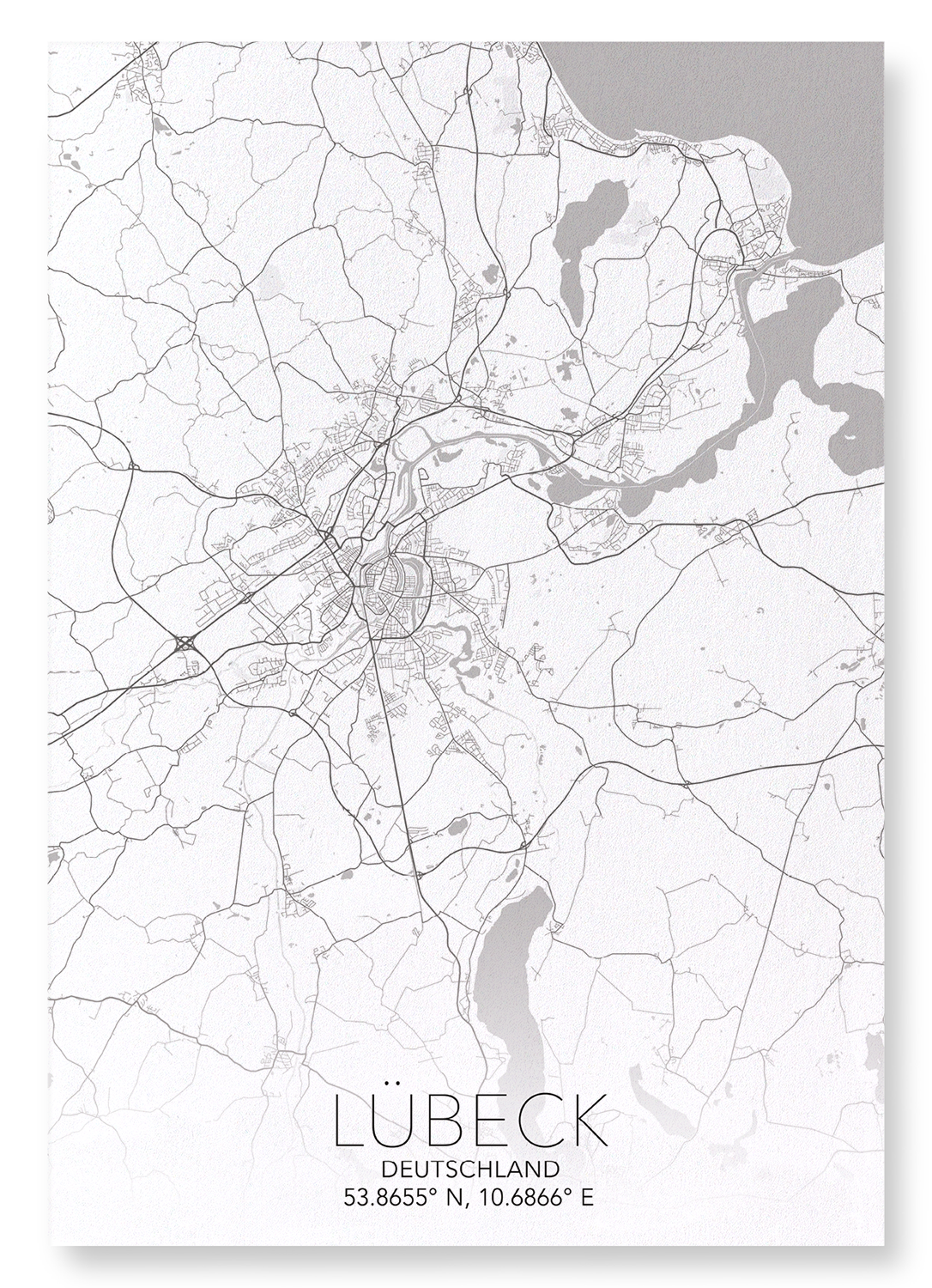 LÜBECK FULL: Map Full Art Print
