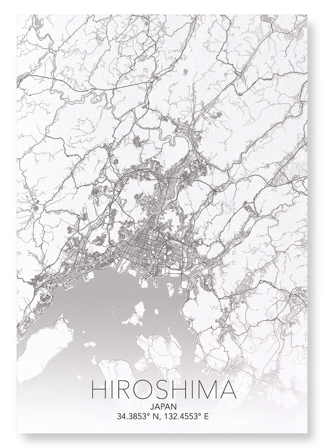 HIROSHIMA FULL: Map Full Art Print