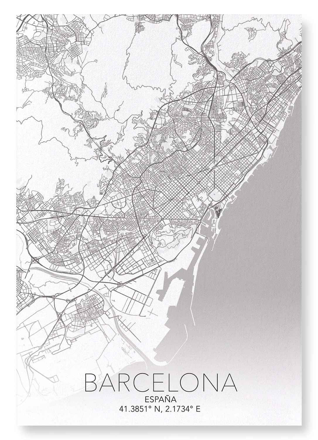 BARCELONE FULL: Map Full Art Print