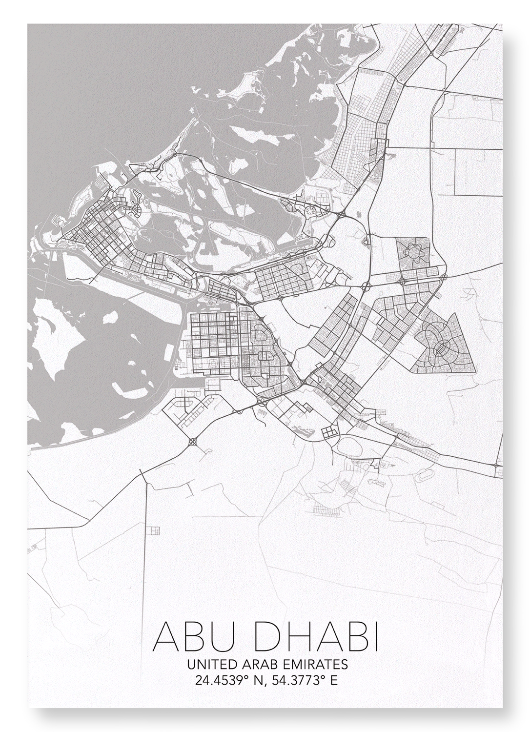 ABU DHABI FULL: Map Full Art Print