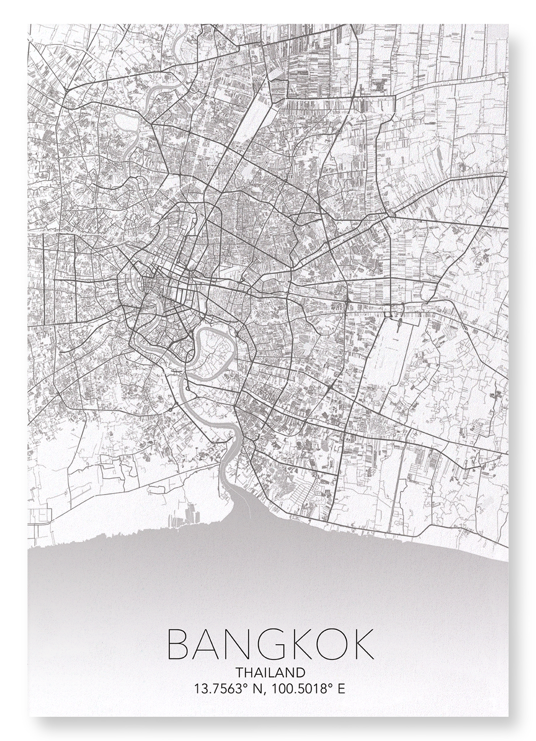BANGKOK FULL: Map Full Art Print