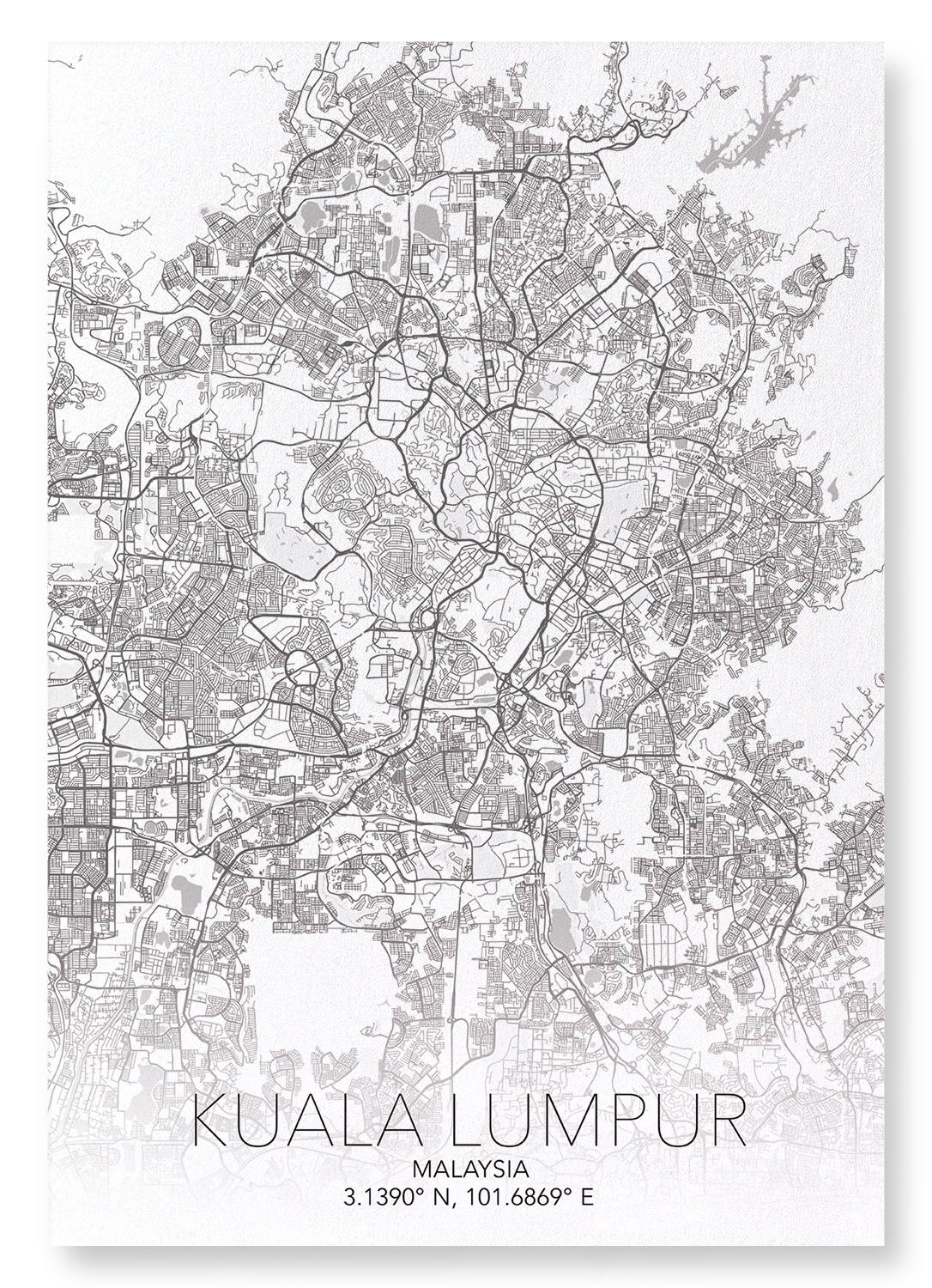 KUALA LUMPUR FULL: Map Full Art Print