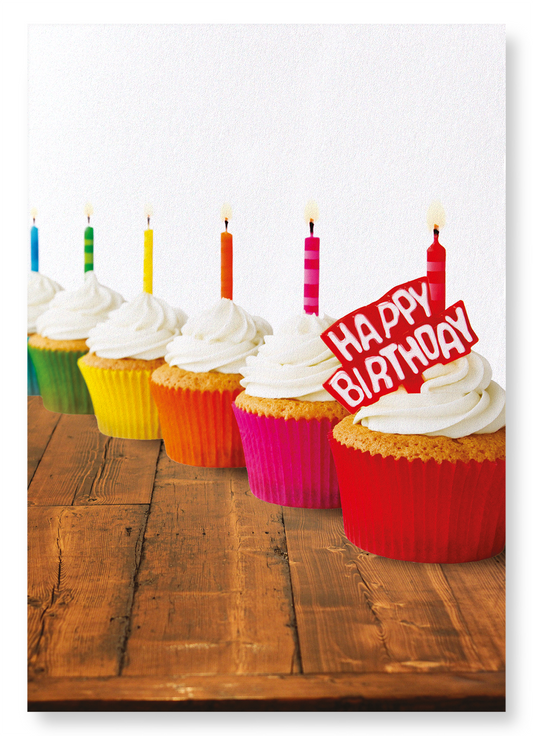 RAINBOW OF BIRTHDAY CUPCAKES: Photo Art Print