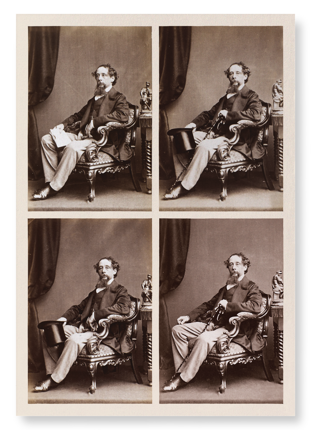 PHOTOGRAPHS OF CHARLES DICKENS: SET A (1858): Photo Art Print