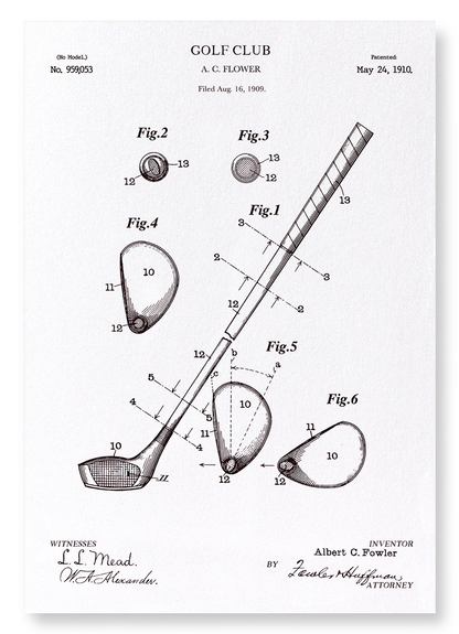 PATENT OF GOLF CLUB (1910): Patent Art Print