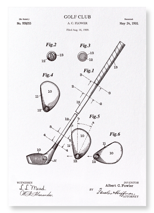PATENT OF GOLF CLUB (1910): Patent Art Print