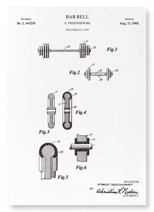PATENT OF BARBELL  (1948): Patent Art Print