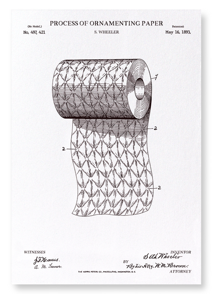 PATENT OF PROCESS OF ORNAMENTING PAPER (1893): Patent Art Print
