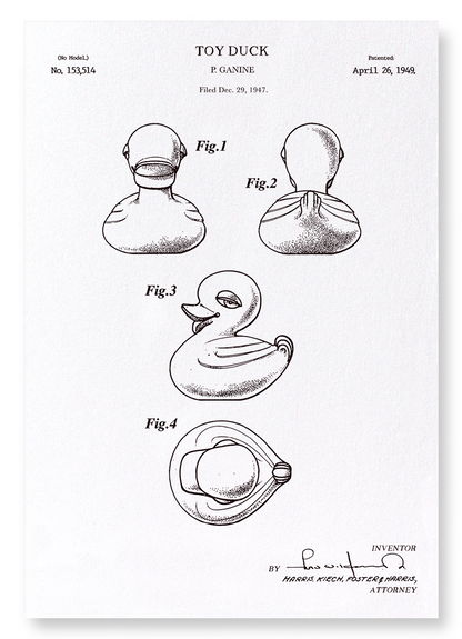 PATENT OF TOY DUCK (1949): Patent Art Print