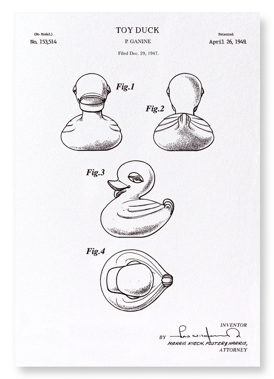 PATENT OF TOY DUCK (1949): Patent Art Print