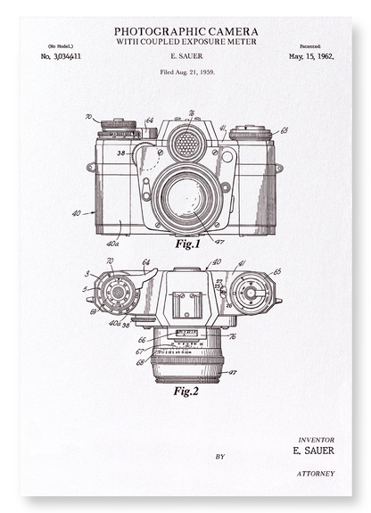 PATENT OF PHOTOGRAPHIC CAMERA  (1962): Patent Art Print
