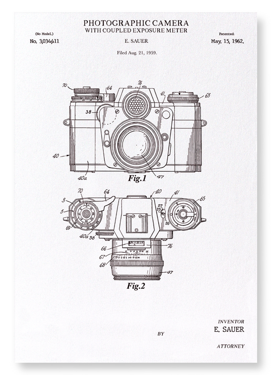 PATENT OF PHOTOGRAPHIC CAMERA  (1962): Patent Art Print