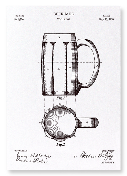 PATENT OF BEER-MUG (1876): Patent Art Print
