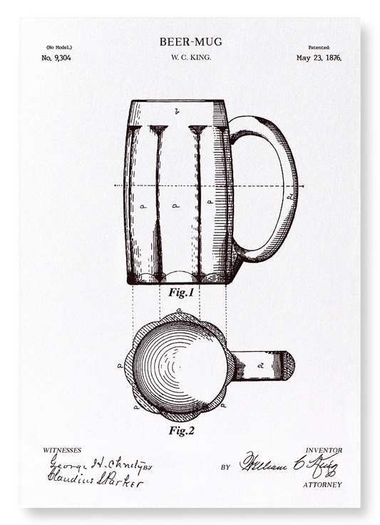 PATENT OF BEER-MUG (1876): Patent Art Print