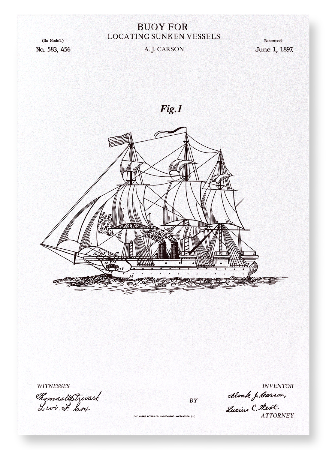 PATENT OF BUOY (1897): Patent Art Print