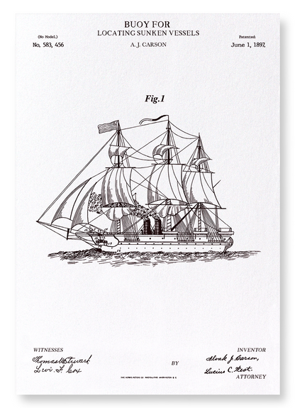 PATENT OF BUOY (1897): Patent Art Print
