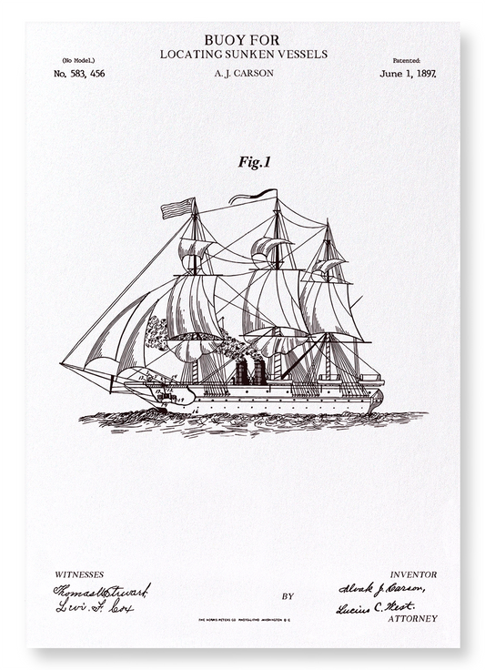 PATENT OF BUOY (1897): Patent Art Print