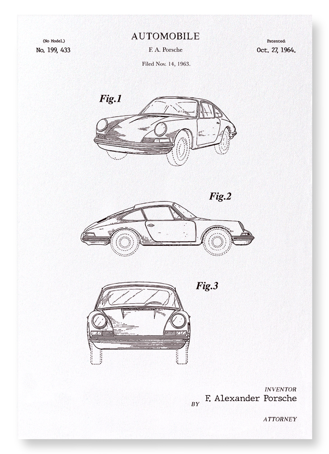 PATENT OF AUTOMOBILE (1964): Patent Art Print