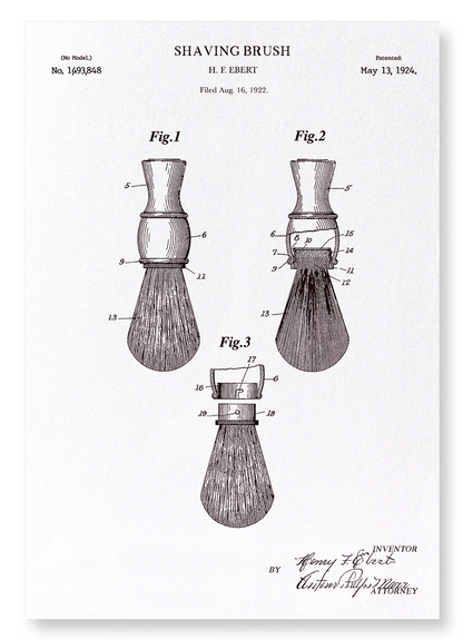 PATENT OF SHAVING BRUSH (1924): Patent Art Print