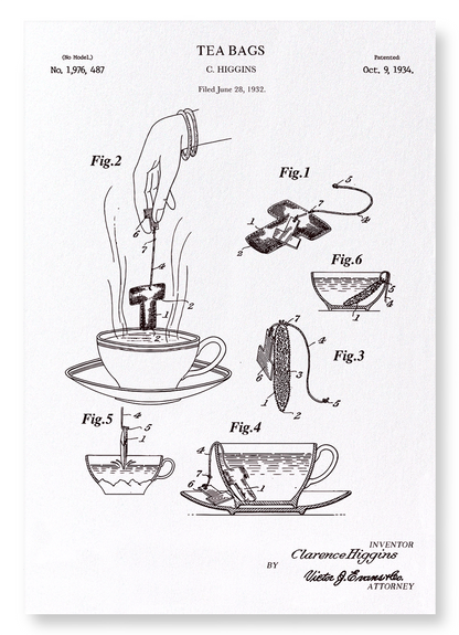PATENT OF TEA BAGS (1934): Patent Art Print