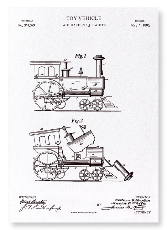 PATENT OF TOY TRAIN (1886): Patent Art Print