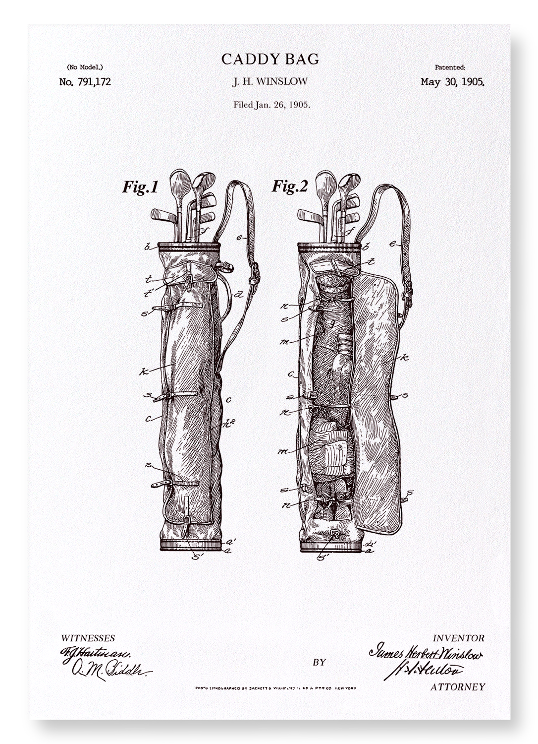 PATENT OF CADDY (1905): Patent Art Print