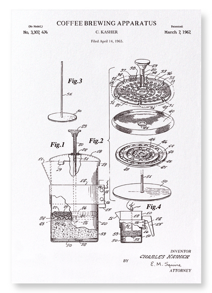 PATENT OF COFFEE BREWING APPARATUS (1967): Patent Art Print