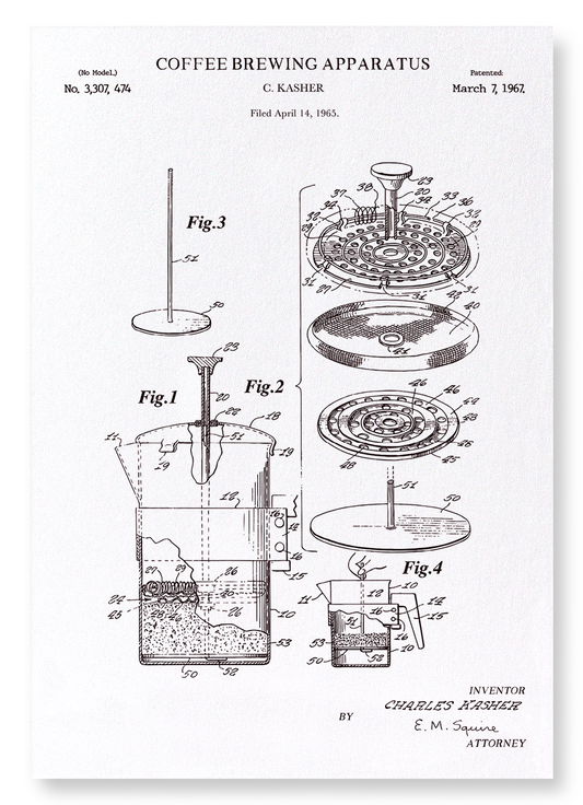 PATENT OF COFFEE BREWING APPARATUS (1967): Patent Art Print