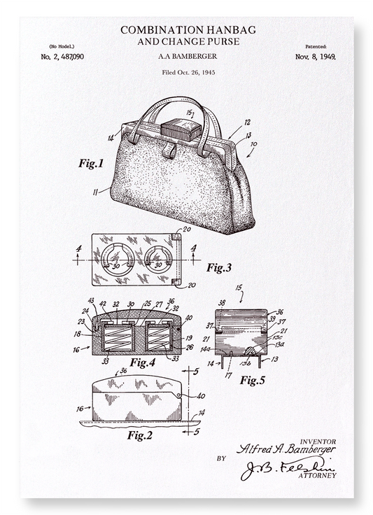 PATENT OF HANDBAG (1949): Patent Art Print