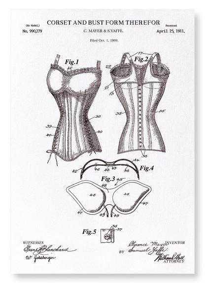 PATENT OF CORSET AND BUST (1911): Patent Art Print