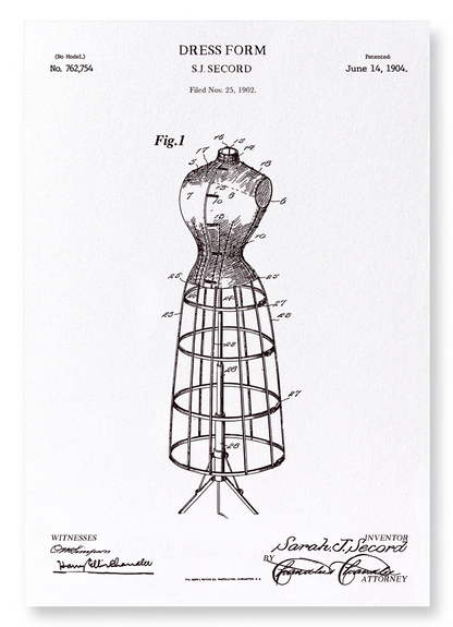 PATENT OF DRESS FORM (1904): Patent Art Print