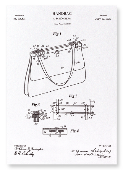 PATENT OF HANDBAG (1909): Patent Art Print