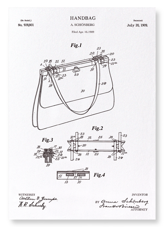 PATENT OF HANDBAG (1909): Patent Art Print