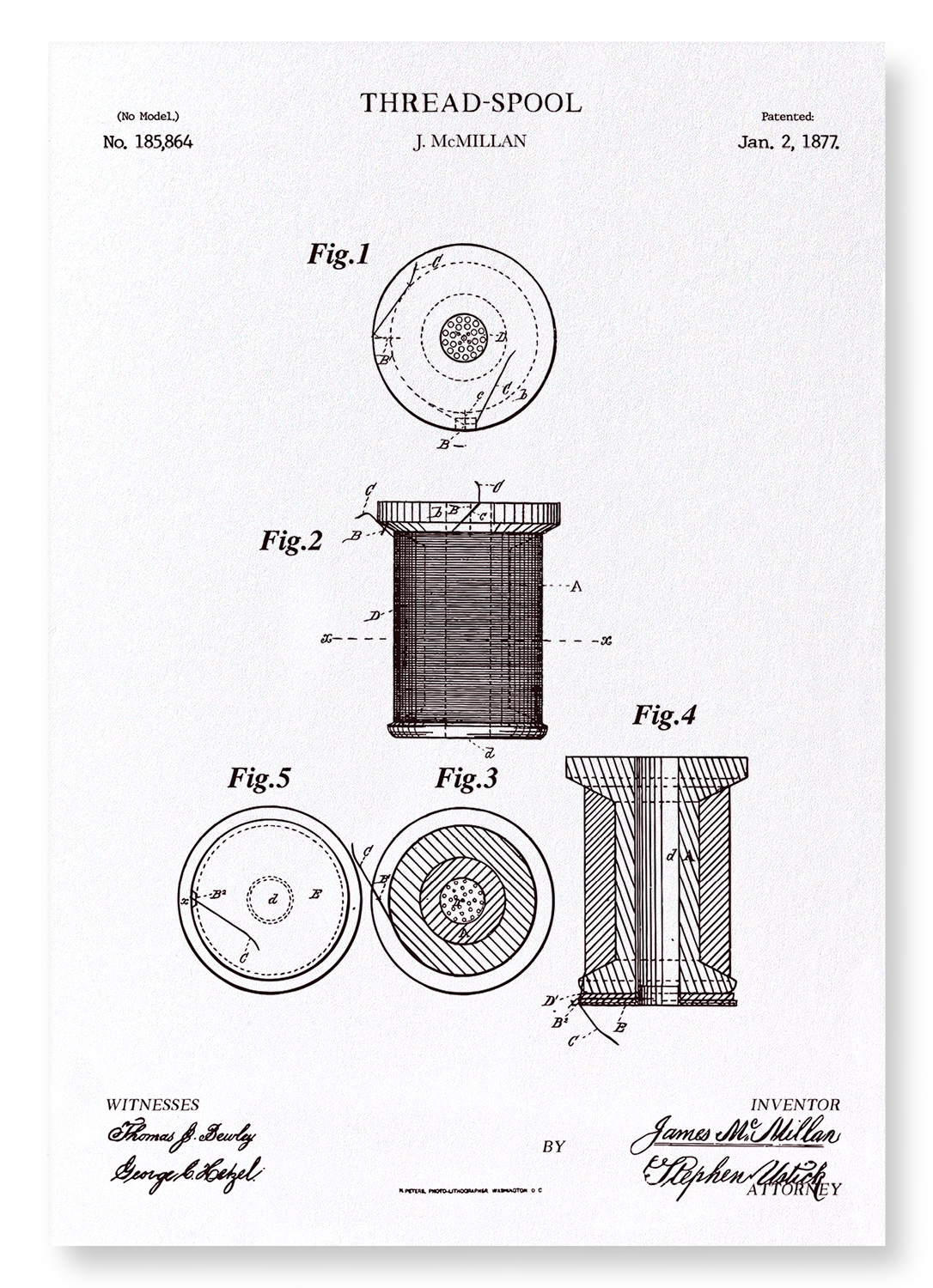 PATENT OF THREAD SPOOL (1877): Patent Art Print