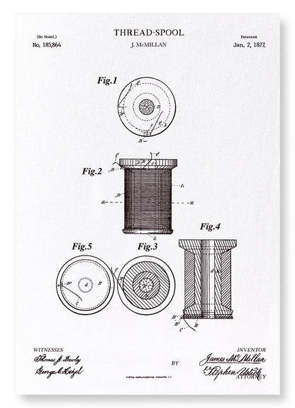 PATENT OF THREAD SPOOL (1877): Patent Art Print