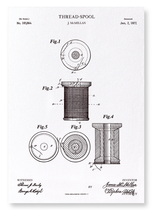 PATENT OF THREAD SPOOL (1877): Patent Art Print