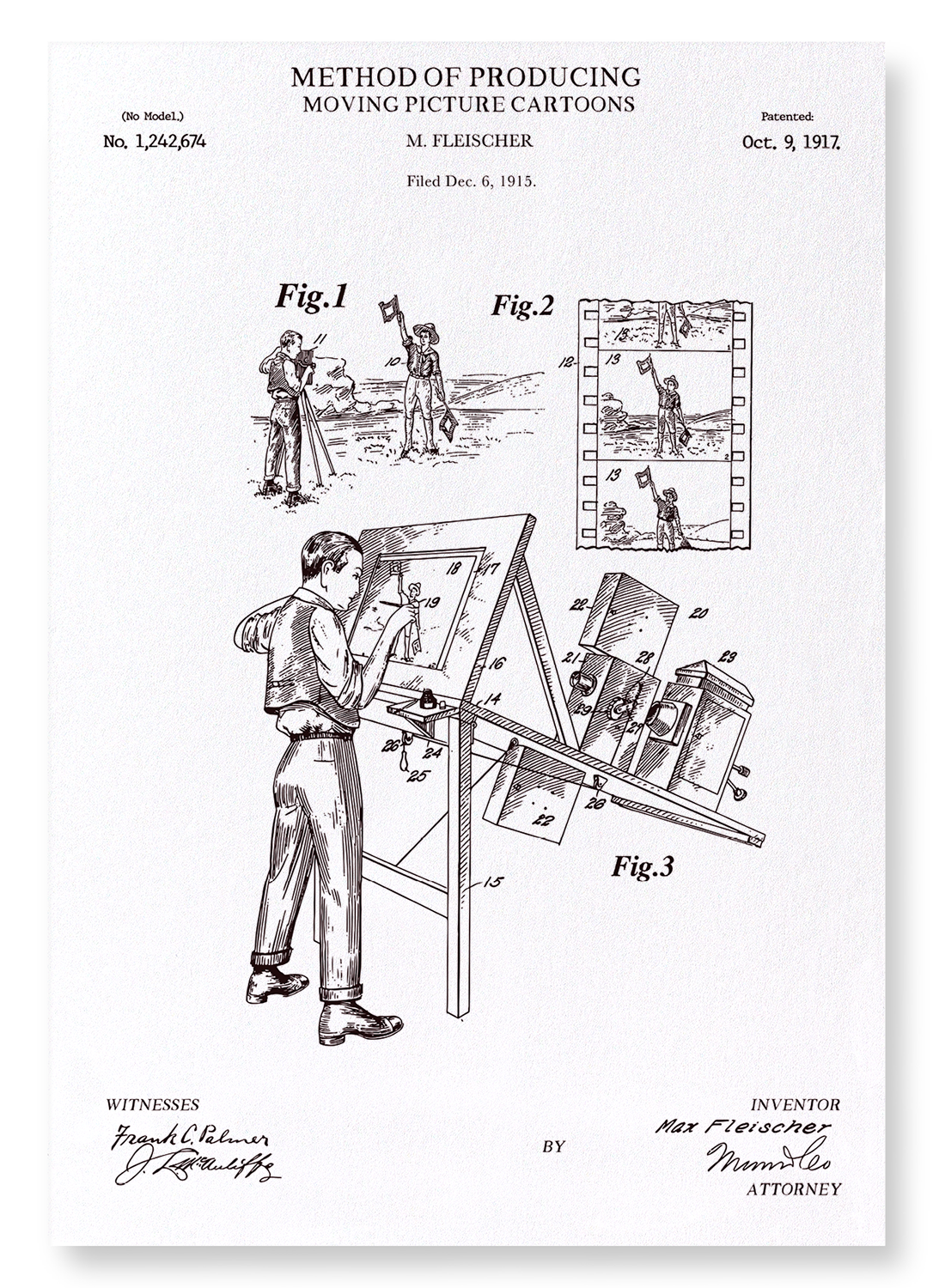PATENT OF MOVING PICTURE CARTOONS (1917): Patent Art Print
