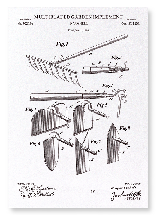 PATENT OF GARDEN IMPLEMENT (1904): Patent Art Print