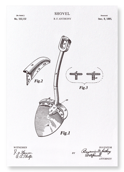 PATENT OF SHOVEL (1885): Patent Art Print