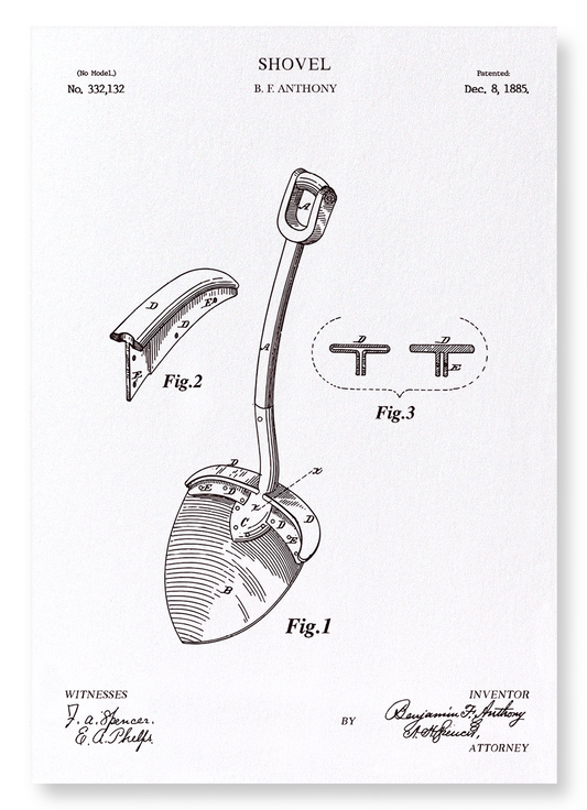PATENT OF SHOVEL (1885): Patent Art Print