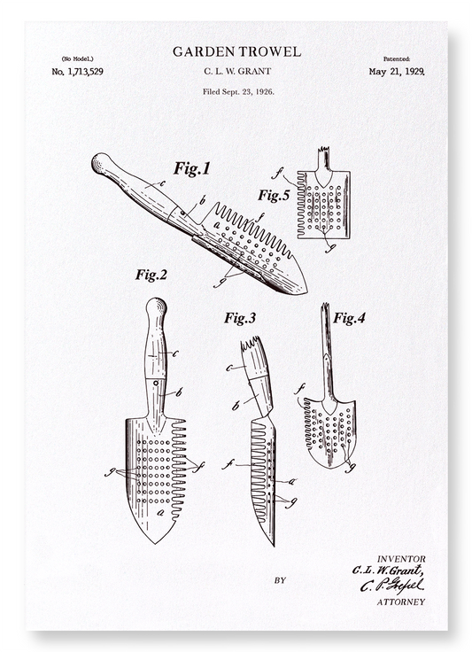 PATENT OF TROWEL (1929): Patent Art Print