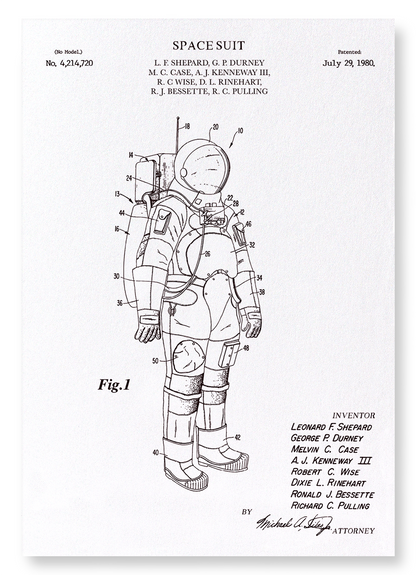 PATENT OF SPACESUIT (1980): Patent Art Print