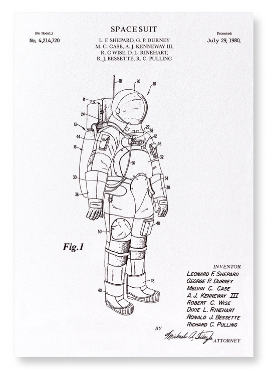 PATENT OF SPACESUIT (1980): Patent Art Print